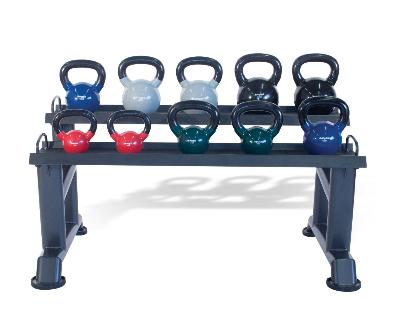 Physical Kettlebell Rack + 10 Vinyl Kettlebells – Balance