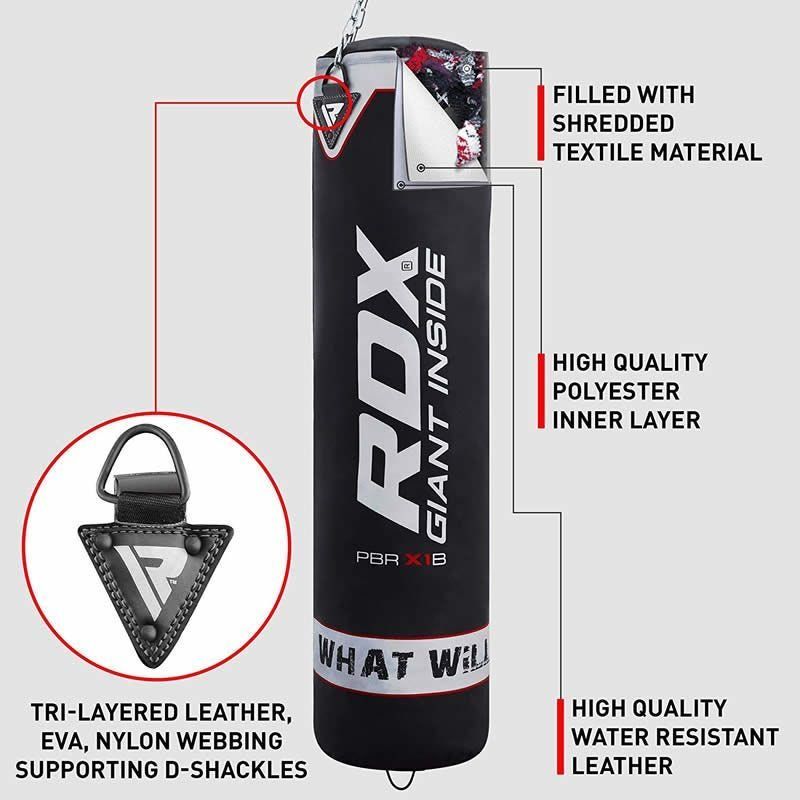 RDX 5FT Punching Bag Set - 55lbs Prefilled MMA Training Bag With Gloves