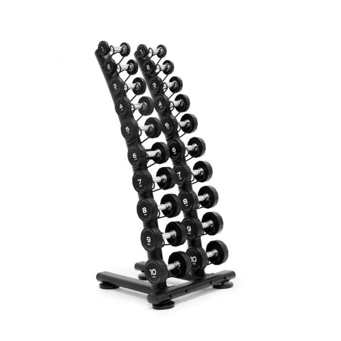 Angled Rack Dumbbells Physical PU Dumbbell Sets with Vertical Racks – Balance